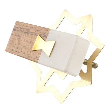 Rectangle Stone And Wooden Long Cabinet Knobs